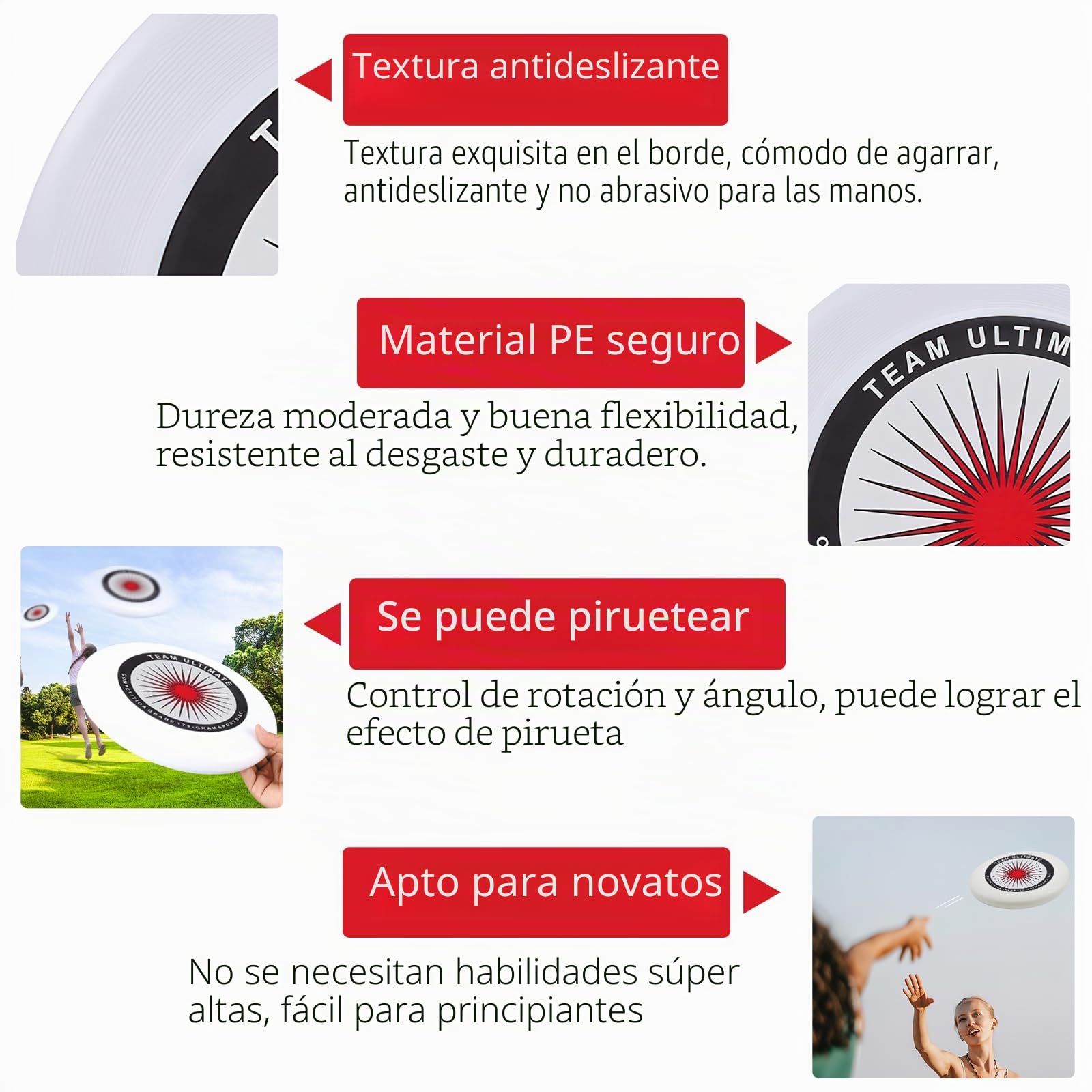 VOSSOT Frisbee competitivo, 175g Ultimate Frisbee Disc Giratorio, Disco de competición Profesional de plástico orgánico para Jugadores Ocasionales y Profesionales Deportes Divertidos al Aire Libre