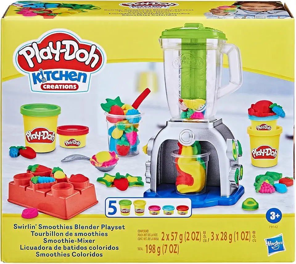 Play-Doh, Massinha de Modelar Infantil, Smoothies Coloridos - Conjunto de Brinquedo com Liquidificador de Brinquedo, Acessórios e 5 Potes - A partir de 3 Anos