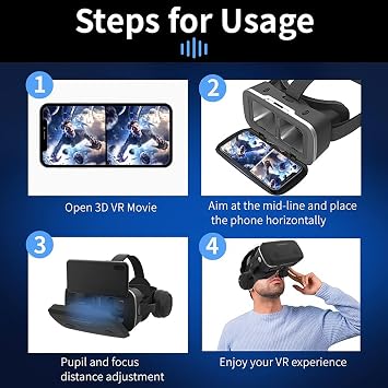 3D Virtual Reality Headset, VR Headset Glasses, All-in- Virtual Reality Headsets for Mobile Phones Compatible with Smartphones and Other Mobile Devices, 4.7-7.2 Inch Screens, 100° FOV,White
