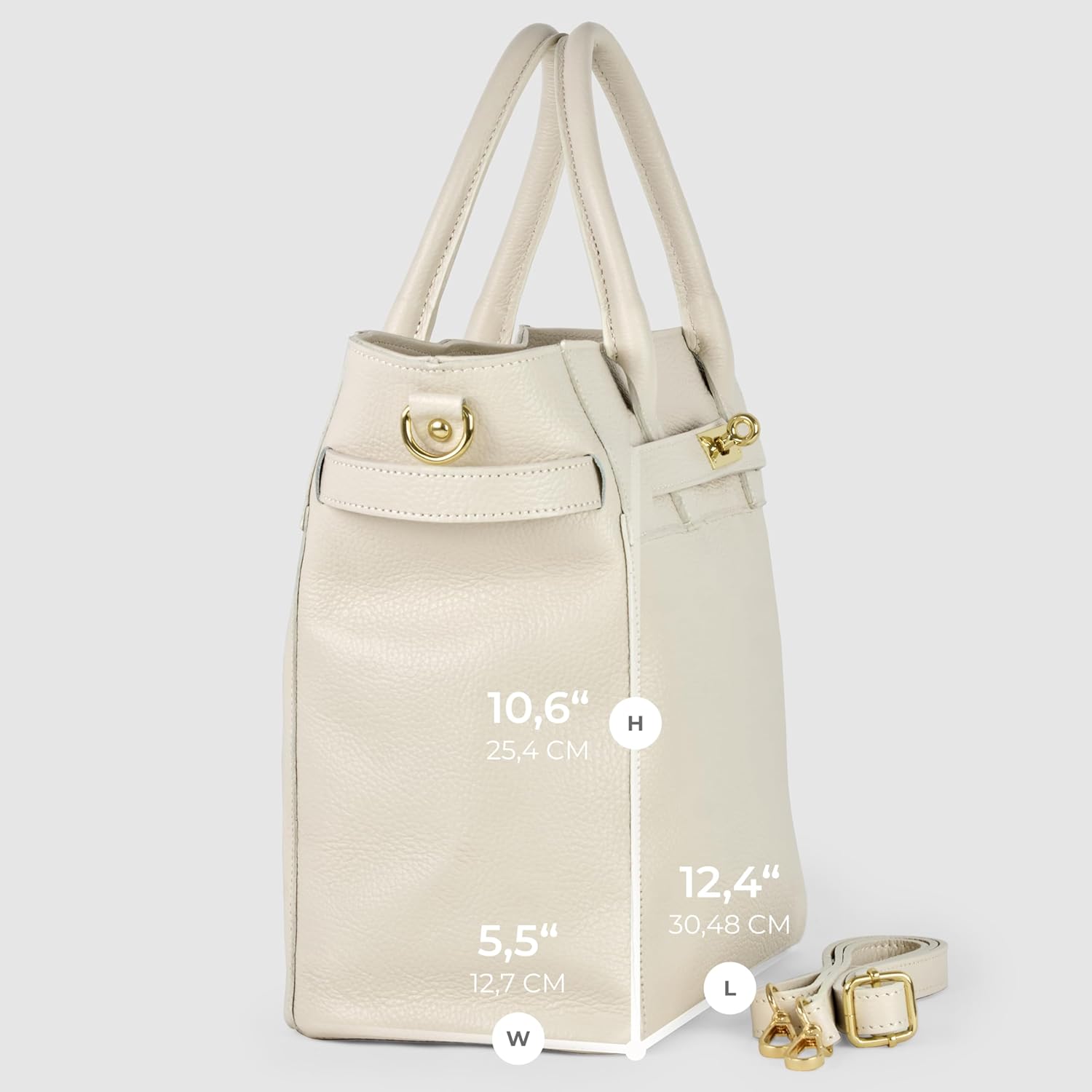 Italian Genuine Calf Leather Handbag for Women with Zipper & Adjustable Strap | Medium Top-Handle Satchel Purse - Image 3