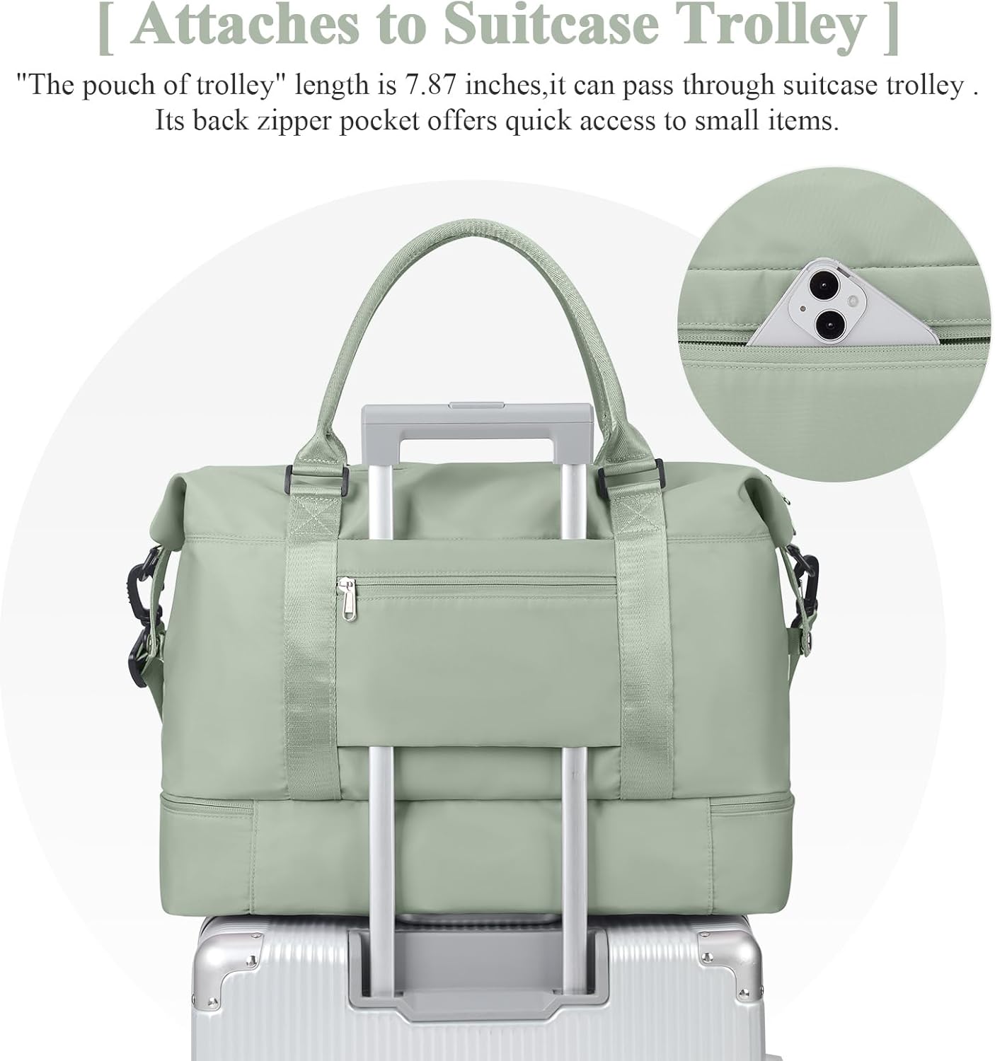 Travel Duffel Bag with Shoes Compartment, Carry on Overnight Weekender Bags for Women, For Spirit Airlines 18x14x8 Personal Item Bag - Image 7