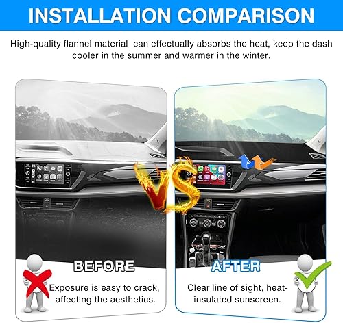 Miniatura 3 de Autorder Ajuste personalizado para alfombrilla de cubierta de salpicadero 2022 2023 Volkswagen Taos S SE SEL Accesorios Tapete de tablero de franela