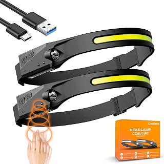 USB Headlamp Rechargeable LED Light 5 Modes White Light High Power Headlamp Splash-Proof 2 Pack
