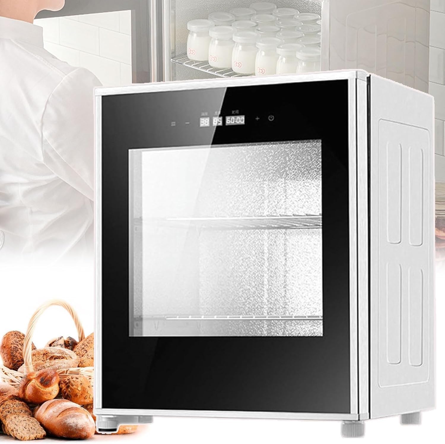 Proofing Box for Home Bread, 40L Desktop Electric Fermentation Machine, 20-50°C Temperature Adjustable, for Even Fermentation, Home Kitchen Use, 24h Timer Compact Proofer Incubator