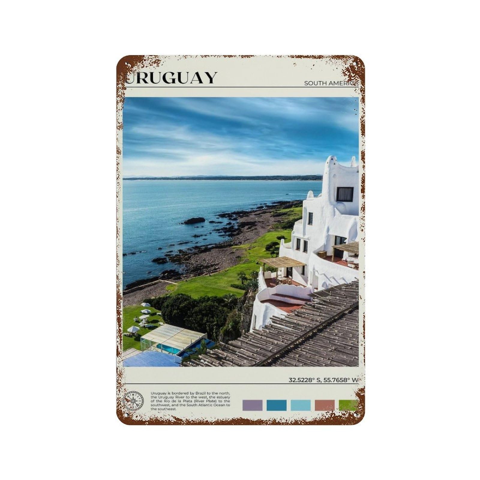 xiaoxiaoshen Real Photo Uruguay Decor South America Wall Decor Art Metal Tin Poster Modern Home Decor Art Home Bar Shop Decorations Vintage Sign 30x20cm