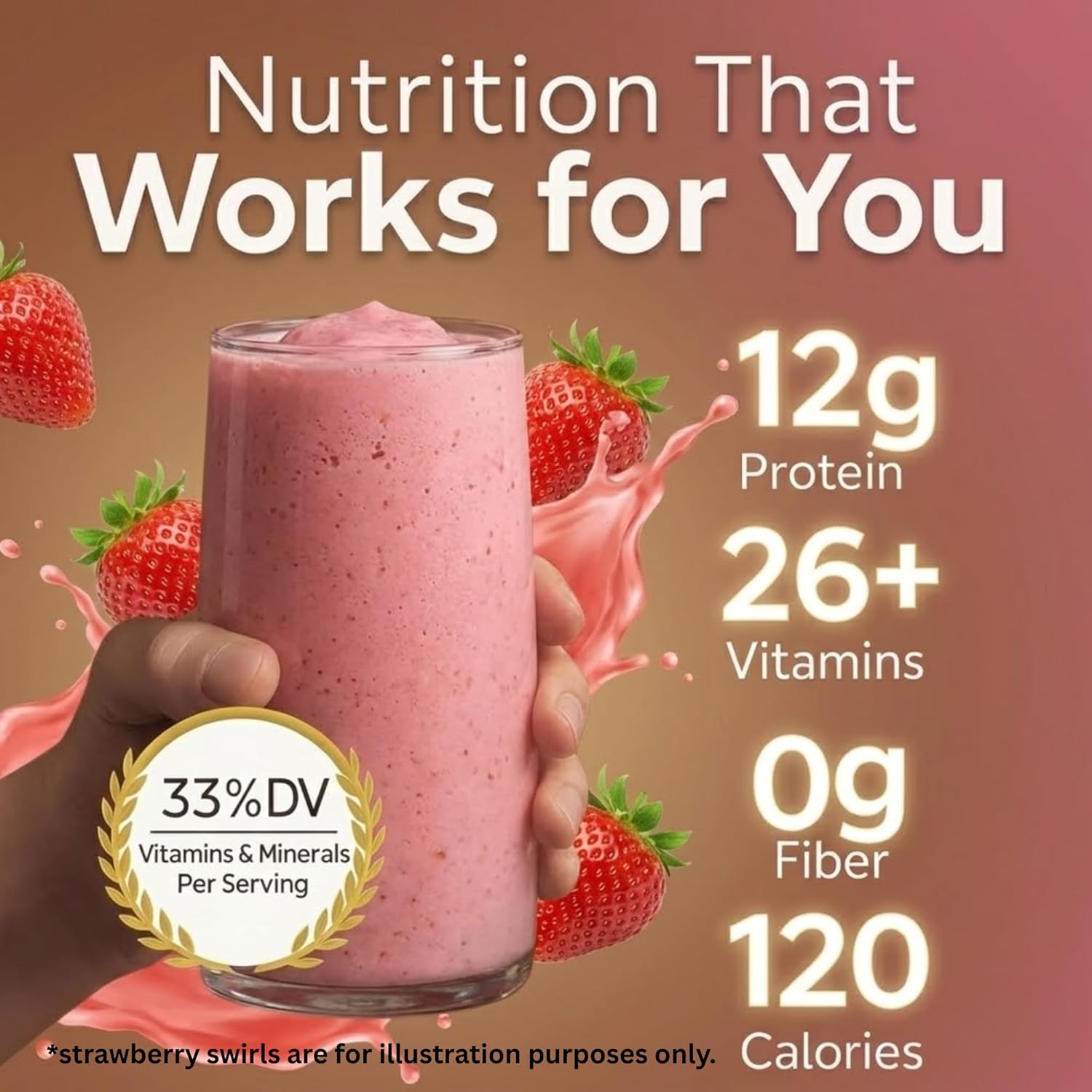 HMR 120 Shake Meal Replacement Powder | Strawberry Shake Mix to Support Healthy Weight Loss | 12g of Protein | Nutritional Drink | Low Calorie Food | 12 Servings