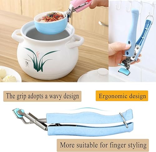 Miniatura 4 de Pinzas para platos calientes, clip de tazón de acero inoxidable, pinzas de cocina, tazón de plato, clip antiquemaduras, paquete de 3