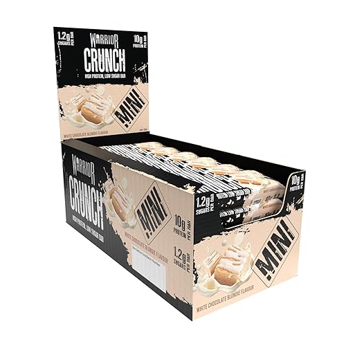 Warrior Crunch Mini (Snacksize) – Protein Bars – 9g+ Protein Per Bar – Low Carb, Low Sugar Snack – 24 Pack x 32g (White Chocolate Blondie) - White Chocolate Blondie - 1 count (Pack of 1)