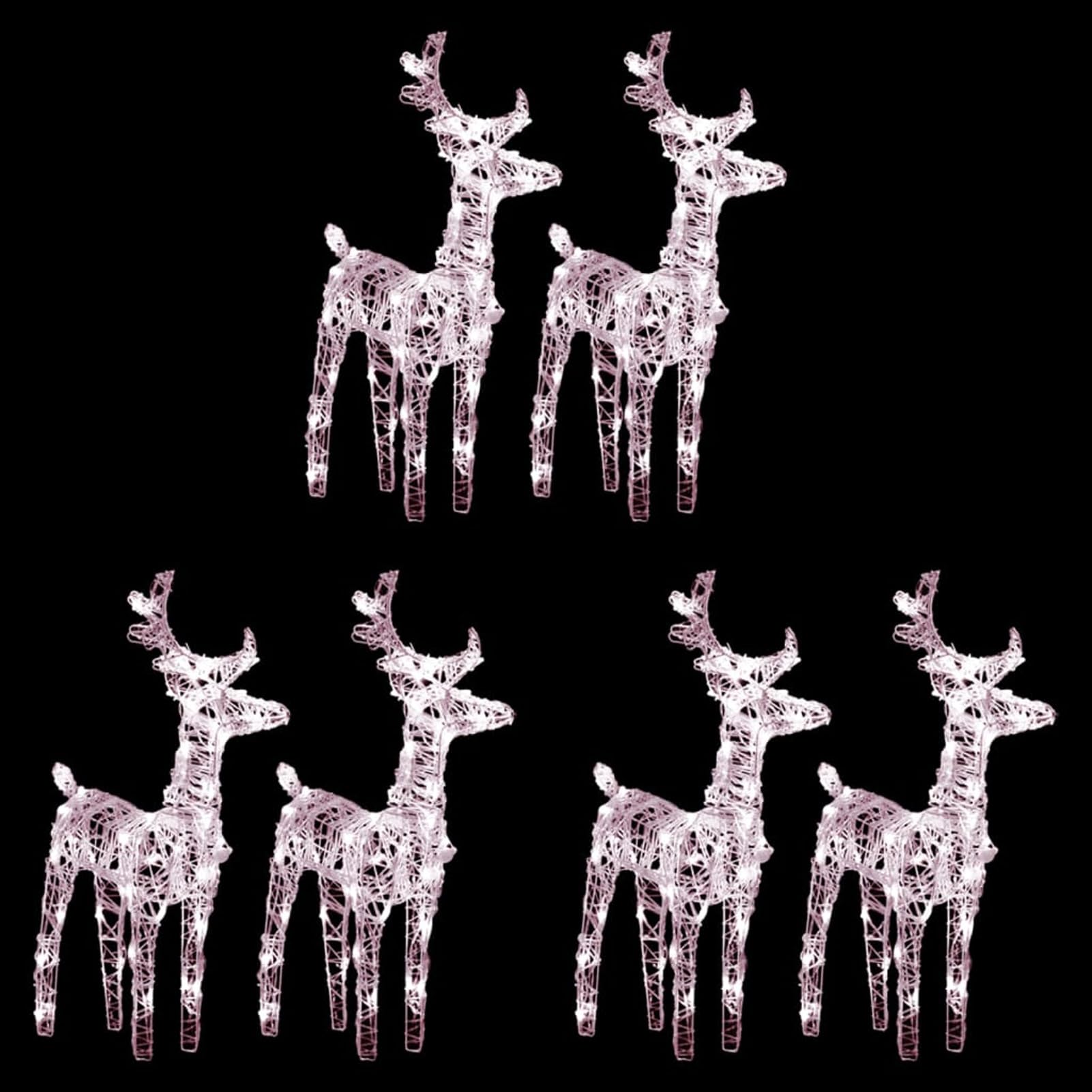 Renos de Navidad 6 Unidades 240 Leds Blanco cálido acrílico, Figuras LED, Decoracion Navidad Exterior, Figura Luz Navidad, Reno Luminoso Exterior, Navidad Exterior Figuras