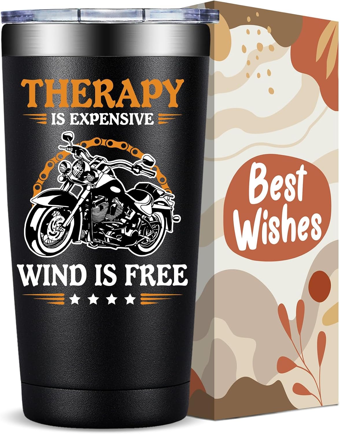 Fufandi Therapy Is Expensive Wind Is Free Motorcycle Gifts Tumbler Cup 20oz