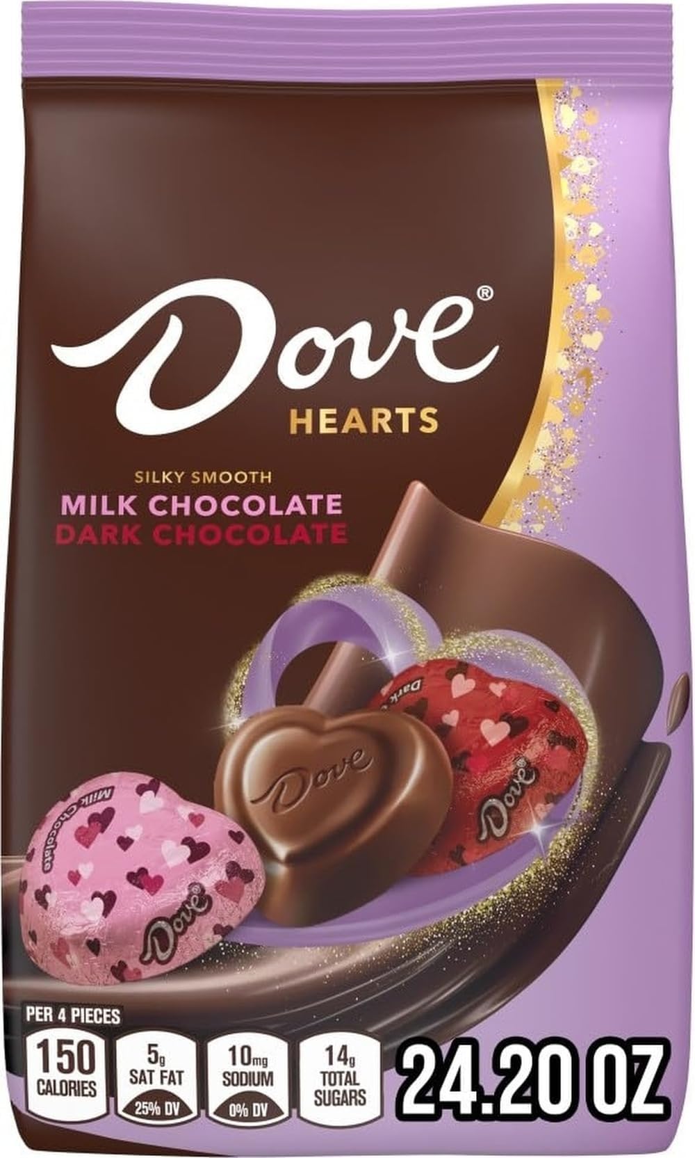 PROMISES Mixed Heart Milk Chocolate & Dark Chocolate, Valentine's Day Candy Hearts, 24.2 oz Bag
