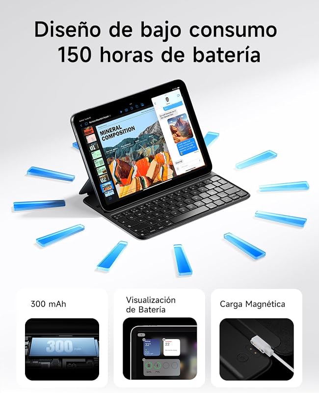 HOU iPad 10. és 11. Generáció Billentyűzet Tok Mágneses Tartóval, Bluetooth Kapcsolat, Fekete Műbőr, Vékony Dizájn