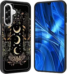 Capa para Galaxy A17 5G, [Teste de queda de grau militar] Capa protetora resistente à prova de choque resistente para Samsung Galaxy A17 5G 6,7 polegadas 2025, lua estrela flores