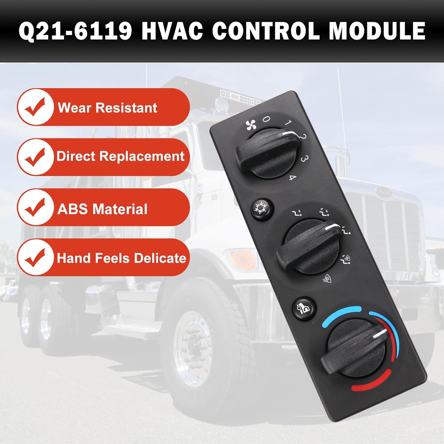 Q21-6119 HVAC A/C Heater Climate Control Module Panel Switch Replacement for Peterbilt Trucks 337 348 389 Temperature Control Panel Q216119