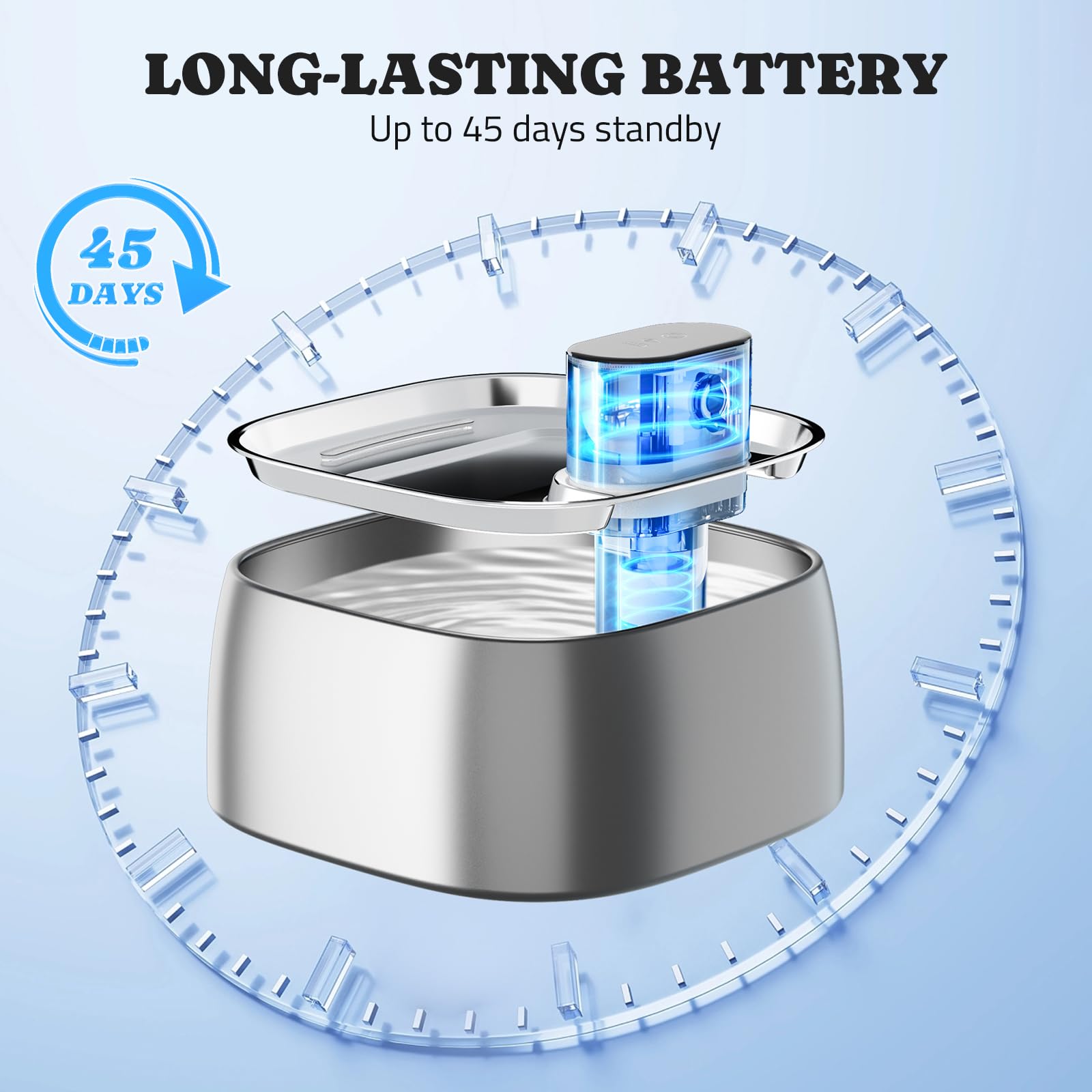 Pawtners, Fontana per gatti senza pompa, in acciaio inox, dispenser automatico di acqua senza fili, 3,2 l, con indicatore intelligente e sensore di movimento a 150°