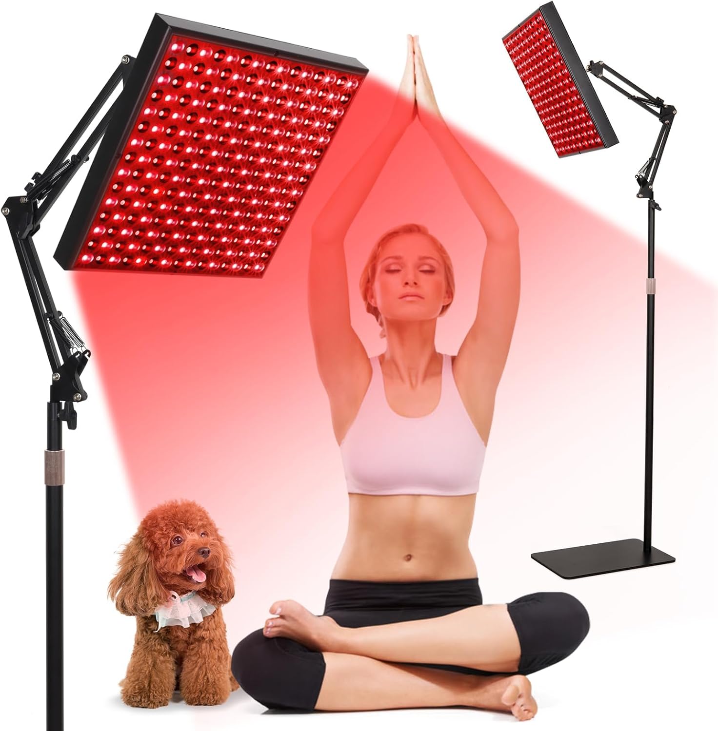Red Light Therapy for Body and Face,660nm and 850nm Near Infrared Red Light Therapy Device,Red Light Therapy Panels with Adjustable Stand for Skin, Muscles Pain, 12.2" Square