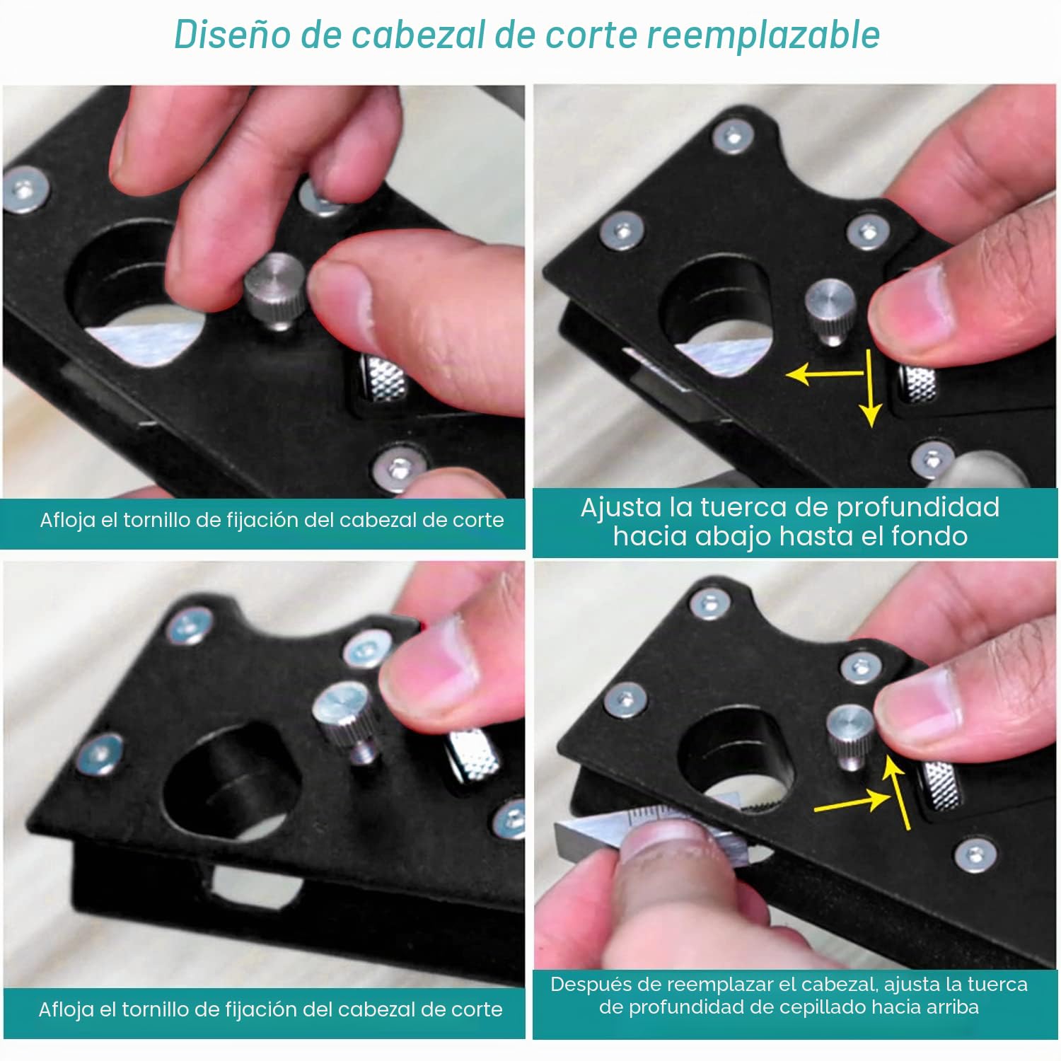7 Piezas Plano de Esquina Bordes para Carpintería Cepillo Suite, Aplanadora de Chaflán Cepilladora, para Herramientas Carpinteria Madera, Recorte de Bordes de Madera