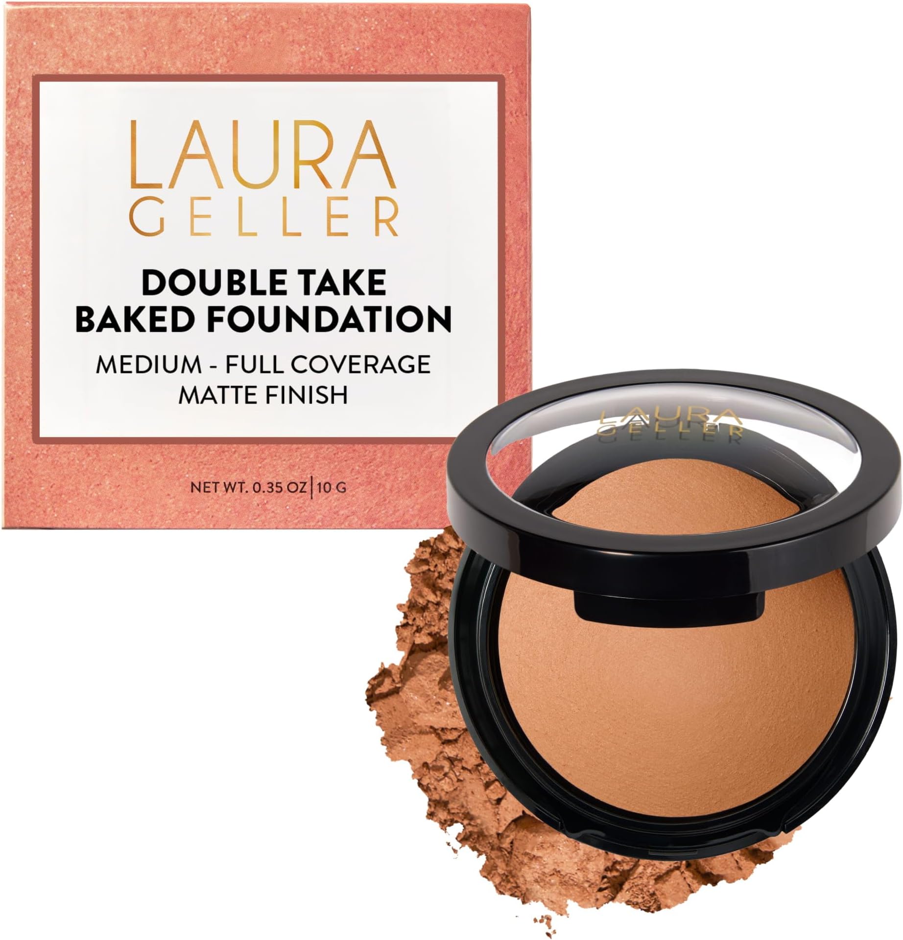 LAURA GELLER NEW YORK Baked Double Take Powder Foundation - Tan - Buildable Medium to Full Coverage - Matte Finish