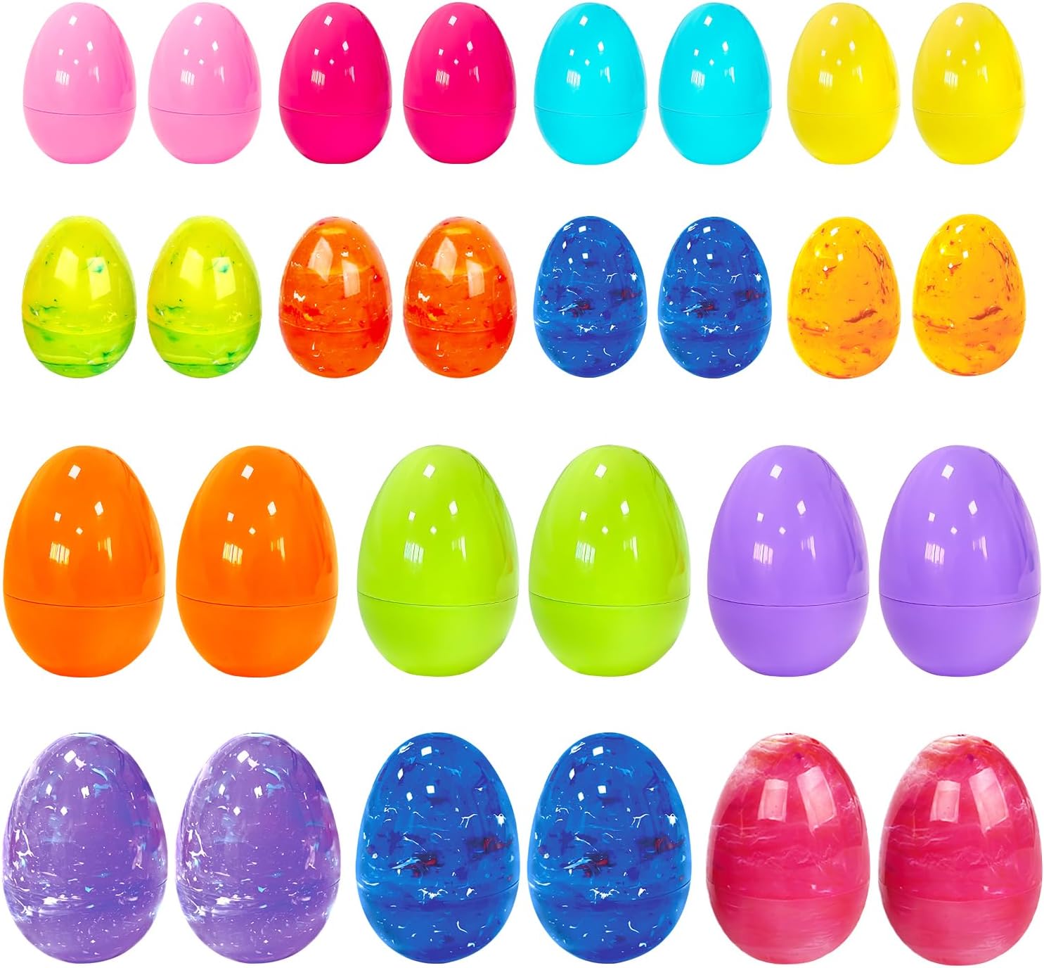 Aviski 28Pcs Assorted Sizes Large Small Iridescent Marble Easter Eggs for Kids Basket Bag Stuffers Fillers, Easter Hunt Game, Toys Filling Treats and Easter Theme Party Favor