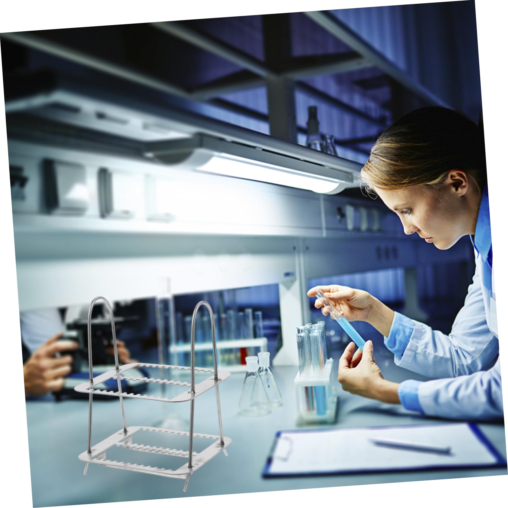 NAMOARLY 2pcs 26 Dyeing Rack Microscope Slides Rack 26 Positions Microscope Slides Holder Staining Rack Slides Staining Holder Glass Slides Rack Glass Slides Holder Stainless Steel Silver