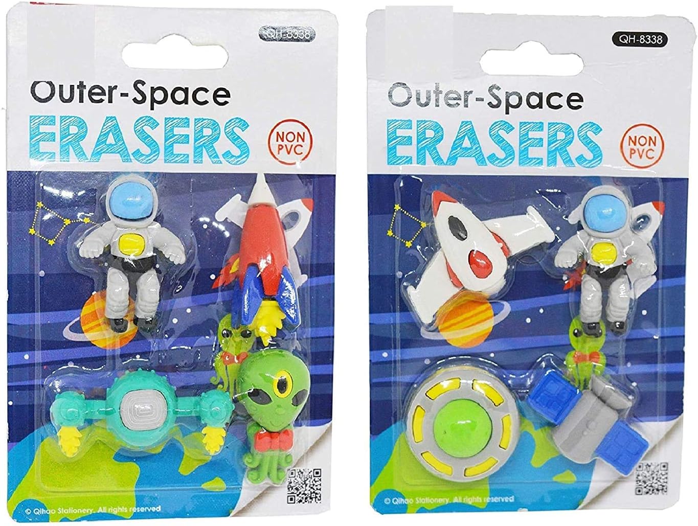 CracklesCutest Global Astronaut Outer Space Solar Pattern Erasers - Set of 2 for Birthday Gifts for Kids (Total Eight Erasers) for Birthday Return Gifts