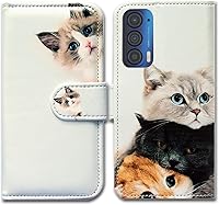 Vista 1 de Bcov Funda para Motorola Edge 2021, diseño de gato marrón con tapa para teléfono con ranura para tarjetas, soporte para Motorola Moto Edge 2021
