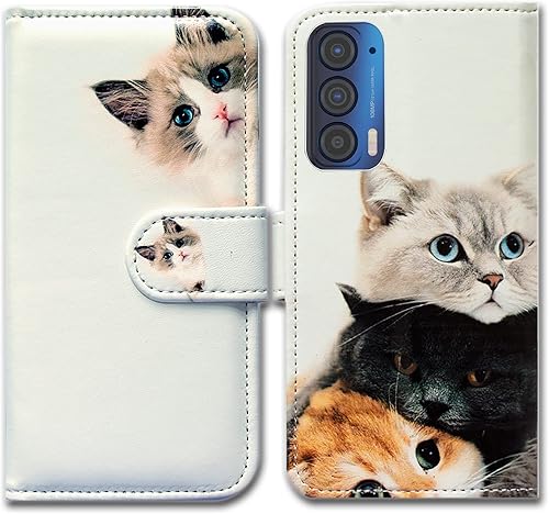 Bcov Funda para Motorola Edge 2021, diseño de gato marrón con tapa para teléfono con ranura para tarjetas, soporte para Motorola Moto Edge 2021