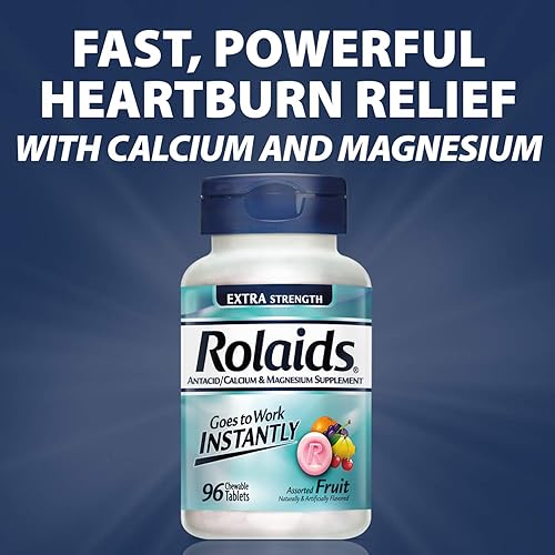 Vista 13 de Rolaids Antiácido extra fuerte, 96 tabletas masticables, sabor a menta, alivio de acidez estomacal extra fuerte