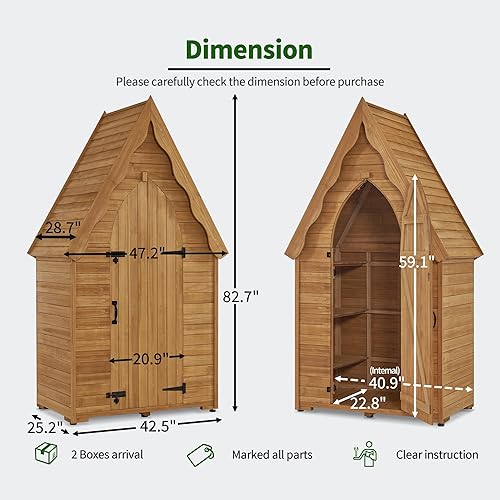 Miniatura 3 de MCombo Armario de almacenamiento grande para exteriores con 6 estantes (3.9 x 2.3 x 6.8 pies), cobertizo de almacenamiento alto, cobertizo de
