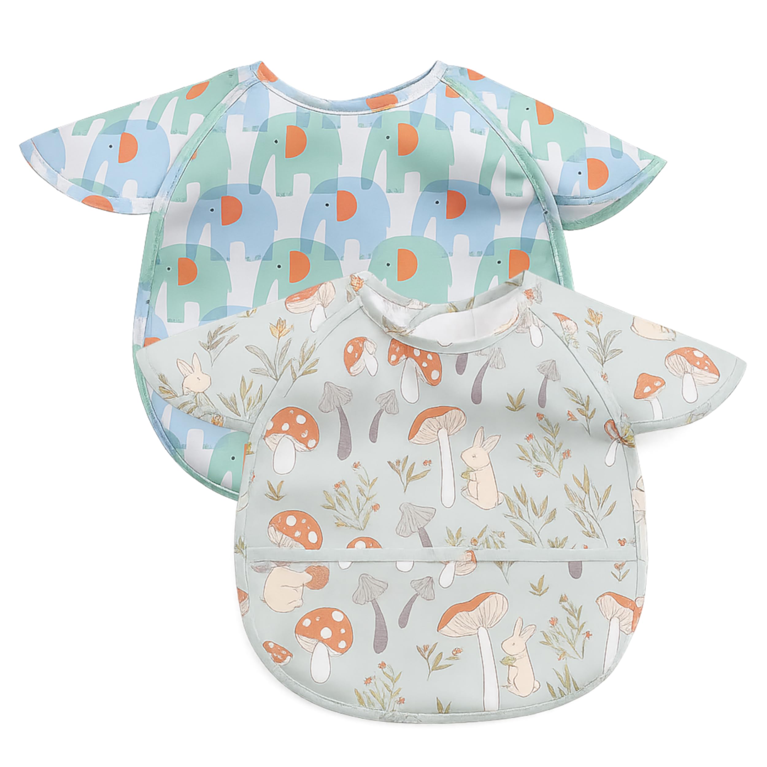 Chic Buddy Bibs for Baby Boy 6 to 12 Months | Adjustable Long Sleeve Baby Bibs with Pocket (Forest Friends Set)-image-42