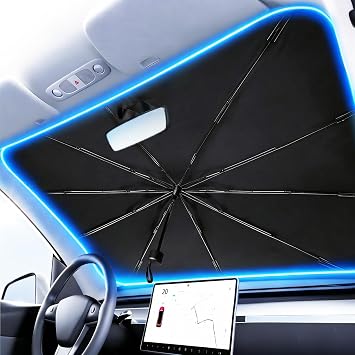 Sun Shade for Car WindshieldWindshield Sun Shade and 10 Skeletons,Protect Car from Sun Rays & Heat Damage Keep Cool and Protect Interior-56 L X 31" W