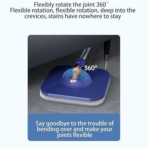 Miniatura 5 de Juego de trapeador giratorio y cubo, mango ajustable giratorio de 360 grados, limpiador de piso de microfibra, sistema de agarre antideslizante
