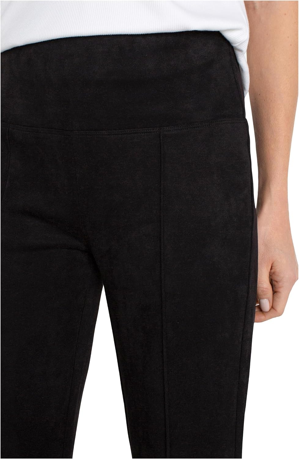Liverpool Los Angeles Petite Pearl Mid-Rise Crop Flare Pants w/Pintucks 25"