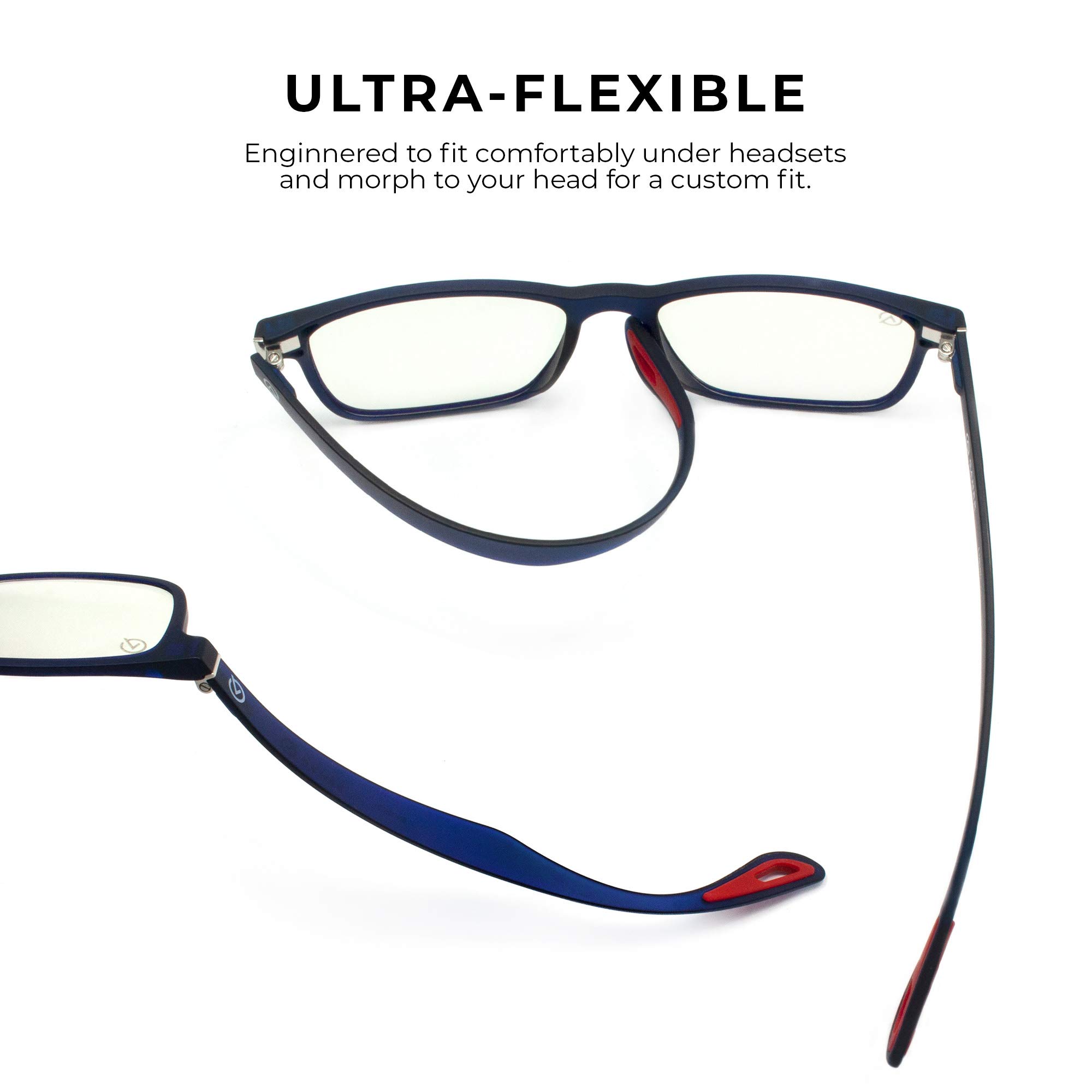 Gamer Advantage Gafas de luz azul, ligeras, elegantes gafas para juegos con tecnología de lente de bloqueo de luz azul, (Inferno)