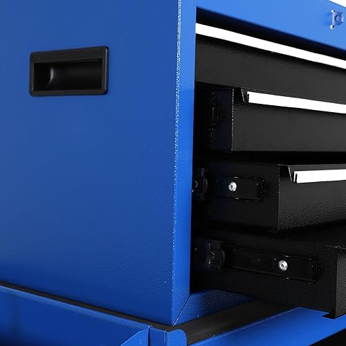 Miniatura 8 de Caja de herramientas con ruedas, caja de herramientas de 5 cajones con organizador desmontable, caja de herramientas portátil extraíble para almacén