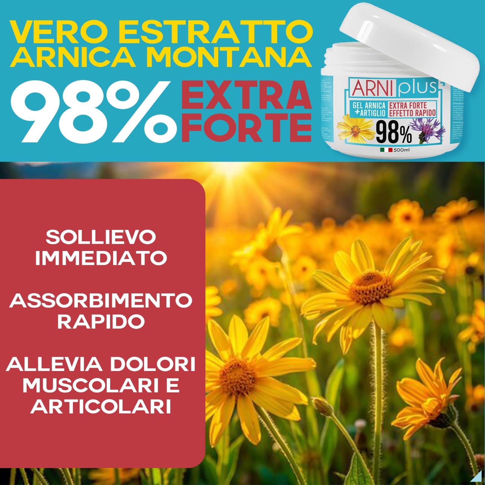 ARNIplus + 2 kg 4 x 500 ml Arnika Gel Extra fuerte, con vitamina C, pomada de árnica fuerte, altamente concentrado para el dolor muscular, pomada de relajación muscular, tendinitis, refrescante
