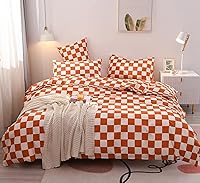 Vista 31 de KAREVER - Juego de edredón con cuadrícula blanca para niños, tamaño individual, con líneas cuadradas azul marino y edredón a cuadros blanco, juego