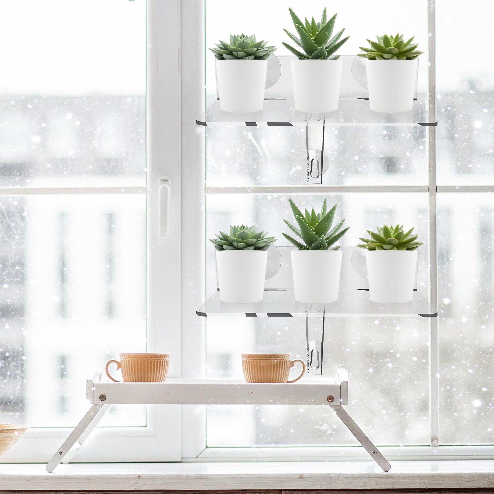 Étagère De Fenêtre à 2 Niveaux Pour Plantes De 15 Pouces, Tablette