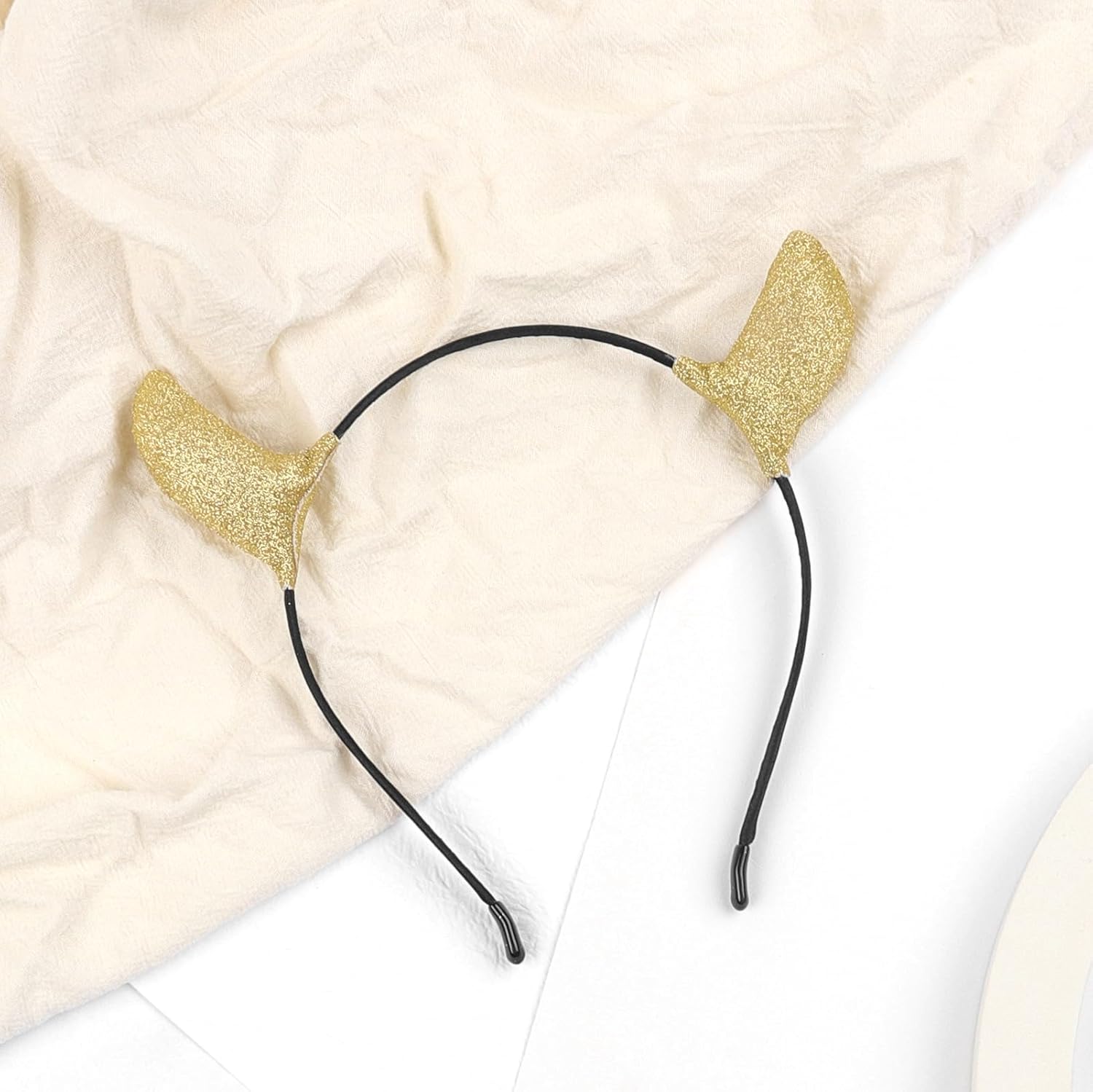 Glitter Devil Horns Headband, Gold Devil Horns Devil Costume for Women Men, Halloween Fancy Dress Cosplay Hairband - Image 3