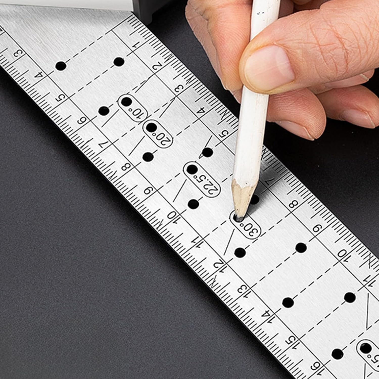 Stainless Steel Marking Gauge Ruler Manual Tool Multifunctional Measurement Woodworking Square Portable Woodworking Carpenter's Tools L Shaped Square With