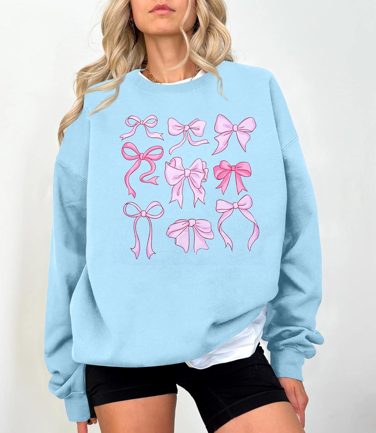 KIDDAD Oversized Bow Sweatshirt for Women Y2K Coquette Long Sleeve Sweater Cute Clean Girl Aesthetic Fall Pullover Tops - Image 3