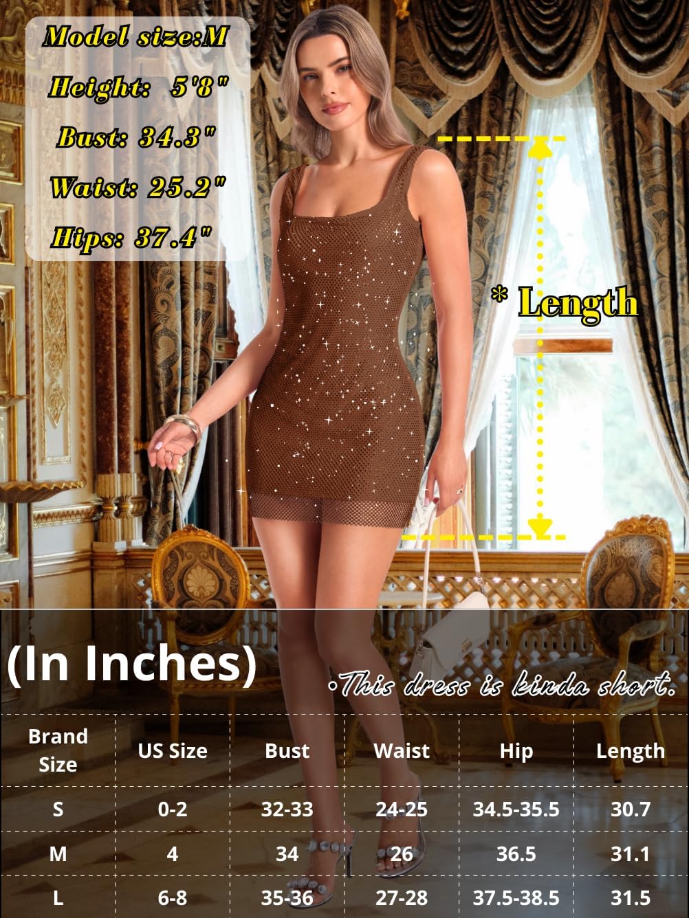 Rhinestone Mini Dress,Sparkly Embellished Dresses for Women,Sexy Homecoming Birthday Party Nye Outfits - Image 6