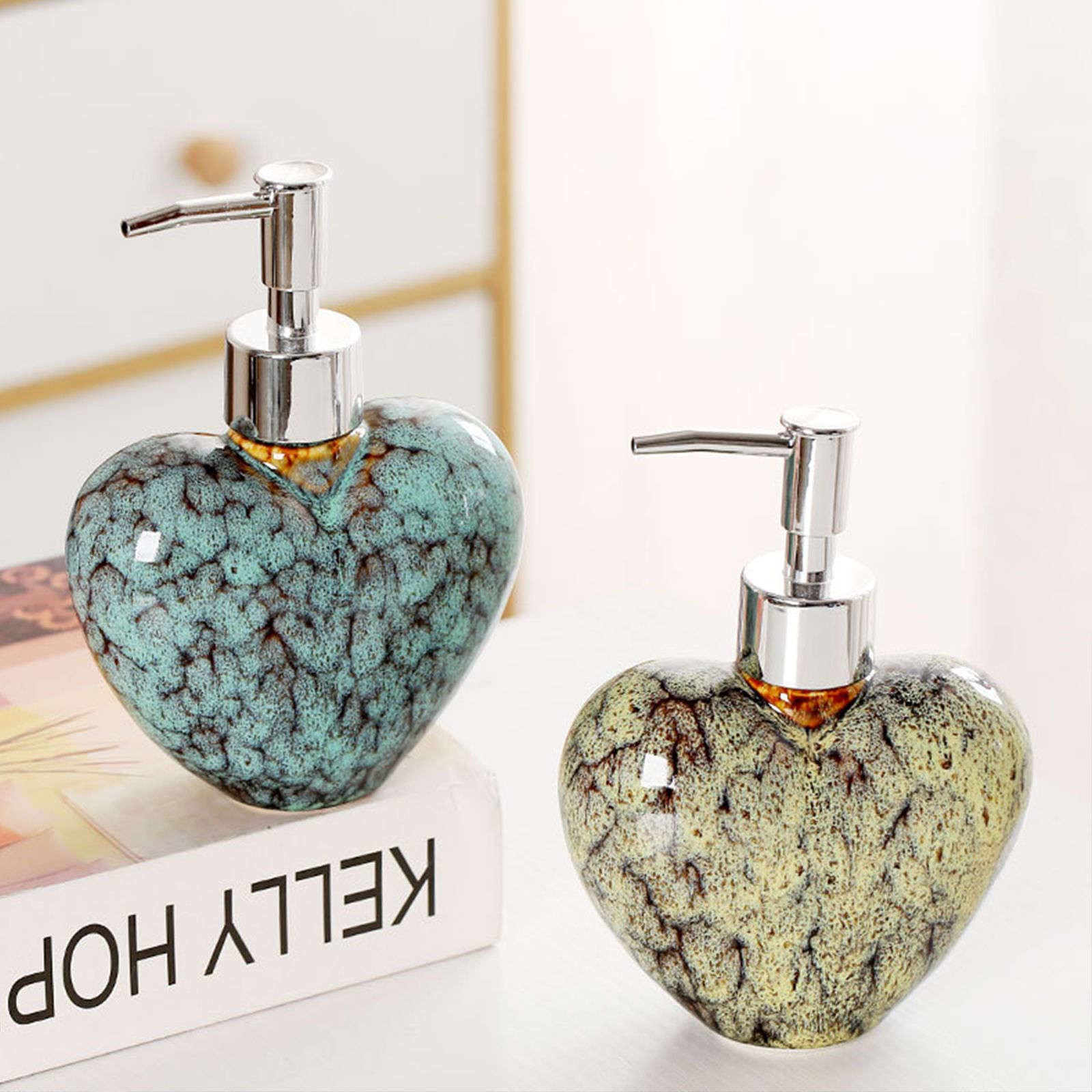 Keramik-Seifenspender 300 ml 10,6 Unzen mit Pumpe, nachfüllbare Lotionsflasche for Badezimmer-Waschtischarbeitsplatte, Shampoo