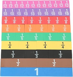 SALALIS 51pcs Magnetic Fraction Blocks, Fractions Learning Tiles Teaching Resources Fraction Strips Bars Math Manipulatives Set for Kids