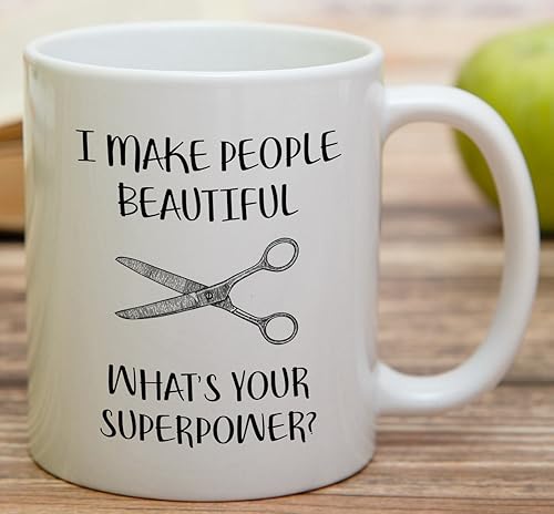 Miniatura 3 de Retreez Taza divertida  Taza de café de cerámica de 11 onzas con texto en inglés "I Make People Beautiful Hairstylist Hairdresser" de 11 onzas