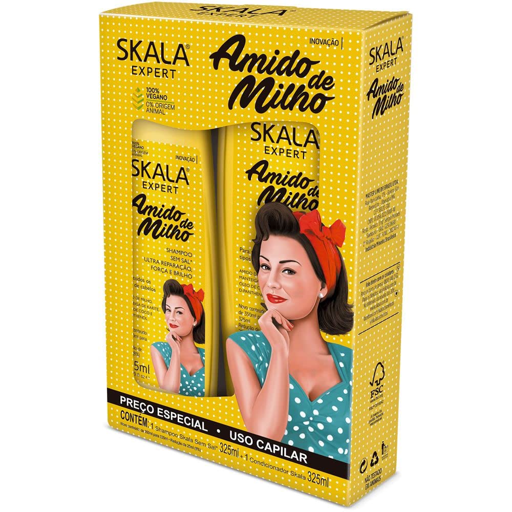 Skala Expert Almido de Milho Shampoo &amp; Conditioner - Infused with Pure 100% Natural Ingredients Vegan Formula | Experience Healthier, Fuller &amp;