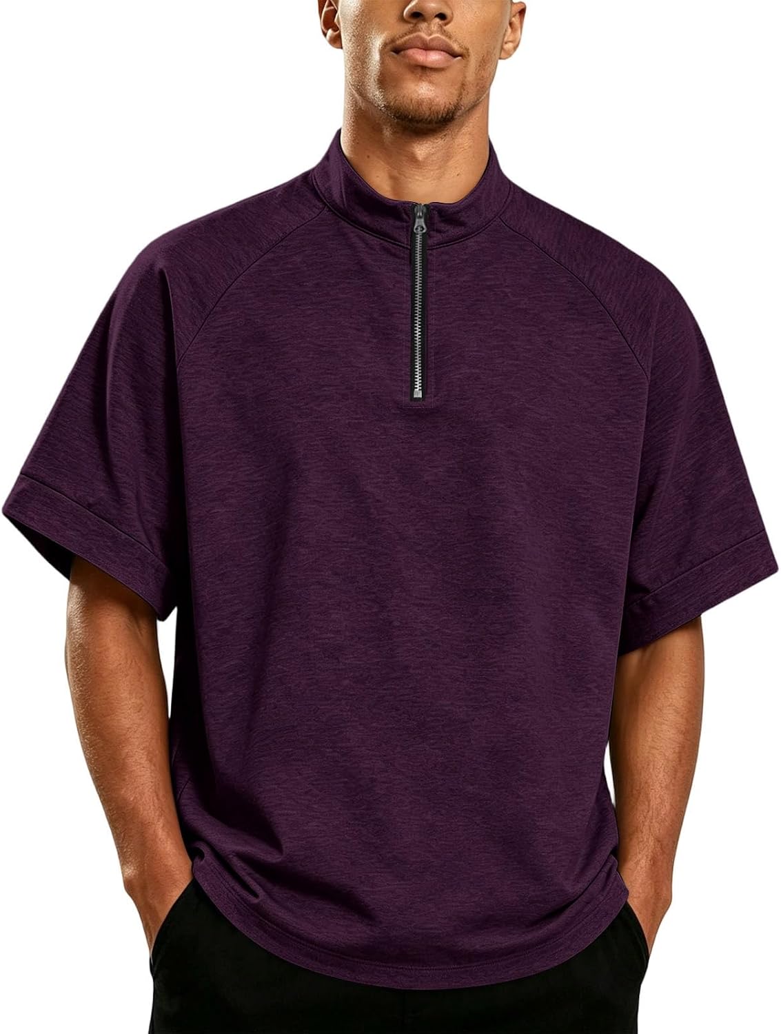 Golf Shirts for Men Half Zipper Relaxed Fit Drop Shoulder Summer Tee Classic Breathable Comfortable Style Solid Top