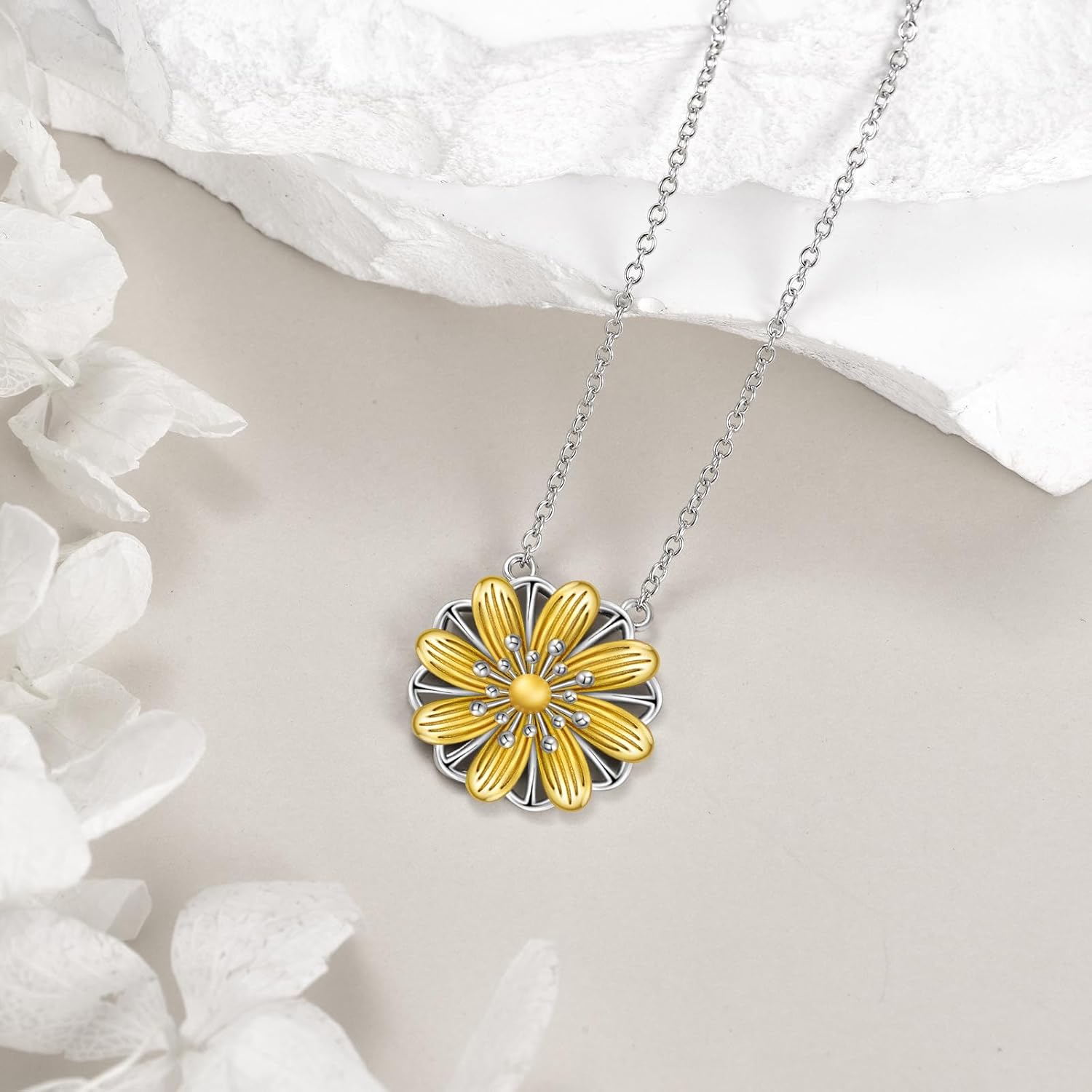 Daisy Necklace Sterlig Silver Dainty Yellow Flower Pendant Necklace Jewelry Gifts for Women Girls - Image 4