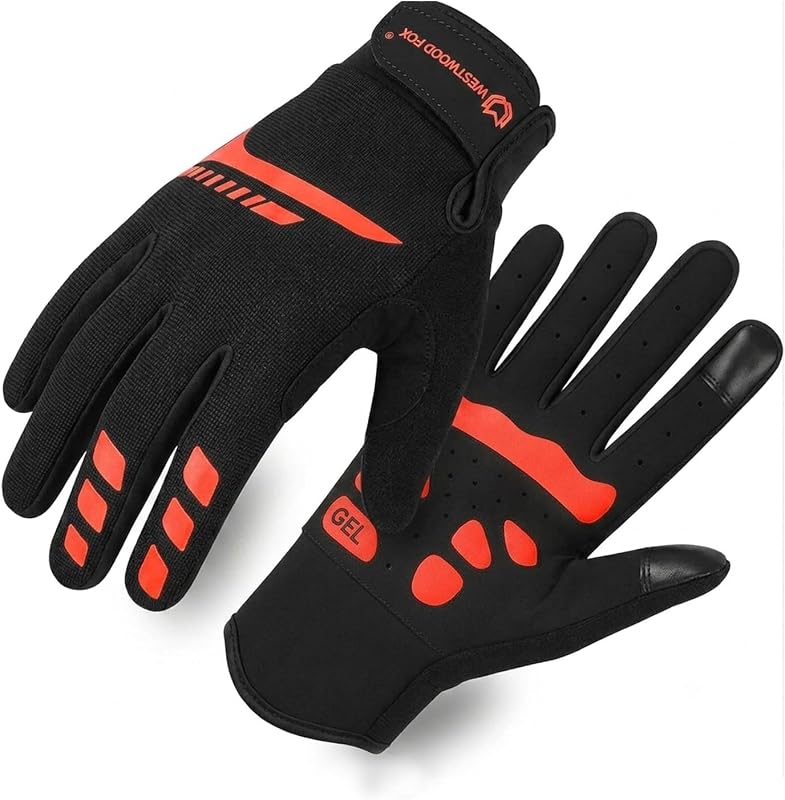 Guantes de ciclismo para hombres y mujeres, dedos completos, pantalla táctil antideslizante, guantes transpirables para bicicleta de montaña para montar en MTB, BMX, ATV, carreras de carretera, bicicleta, escalada y deportes al aire libre