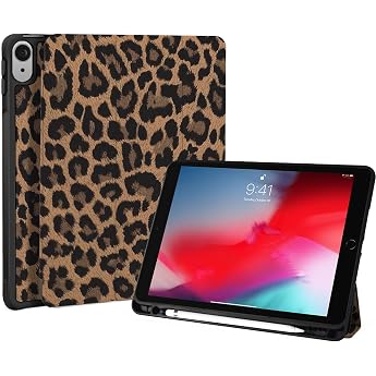 Case for iPad 11th Generation 2025A16/iPad 10th Generation 2022 iPad 11 Inch Case with Pencil Holder Leopard Print Aesthetic Protective Case with Trifold Stand for 11/10th Gen - Brown